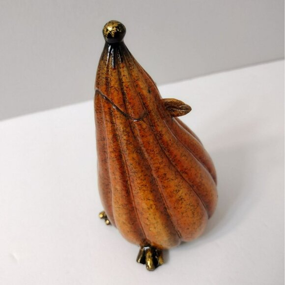 Pumpkin Gourd-Shape Hedgehog or Mouse Figurine, 5" Orange Resin Animal Statue - Picture 9 of 9
